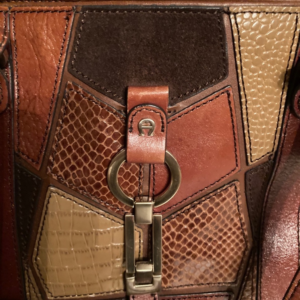 Aigner Vienna Tote Tan/Brown Patchwork Leather - image 3